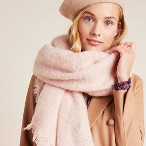 Carraway Boucle Fringed Scarf by Anthropologie in Pink